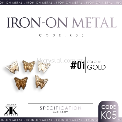 Iron On Metal, Code: K05, Gold Plating, 50pcs/pack