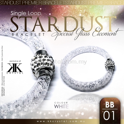 Stardust Bracelet, Single Loop, BB01 White, GLASS ELEMENTS