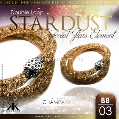 Stardust Bracelet, Double Loop, BB03 Champagne, GLASS ELEMENTS