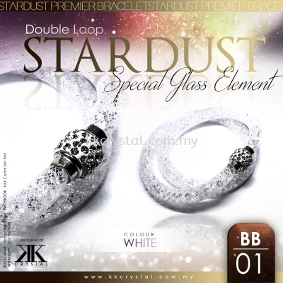 Stardust Bracelet, Double Loop, BB01 White, GLASS ELEMENTS