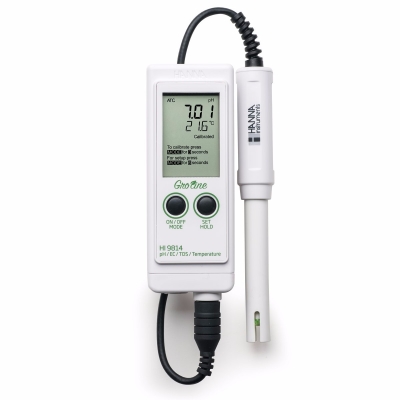 HI9814 GroLine Waterproof Portable Hydroponics pH/EC/TDS PPM Meter