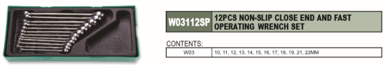 NON-SLIP CLOSE END AND FAST OPERATING WRENCH SET 12 PCS - W03112SP Tool Trolley Professional Tool Trolley And Mechanic Tools Set Jonnesway