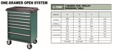 7-DRAWER TOOL TROLLEY W/WORKING TABLE - C-7DW7 Tool Trolley Professional Tool Trolley And Mechanic Tools Set Jonnesway