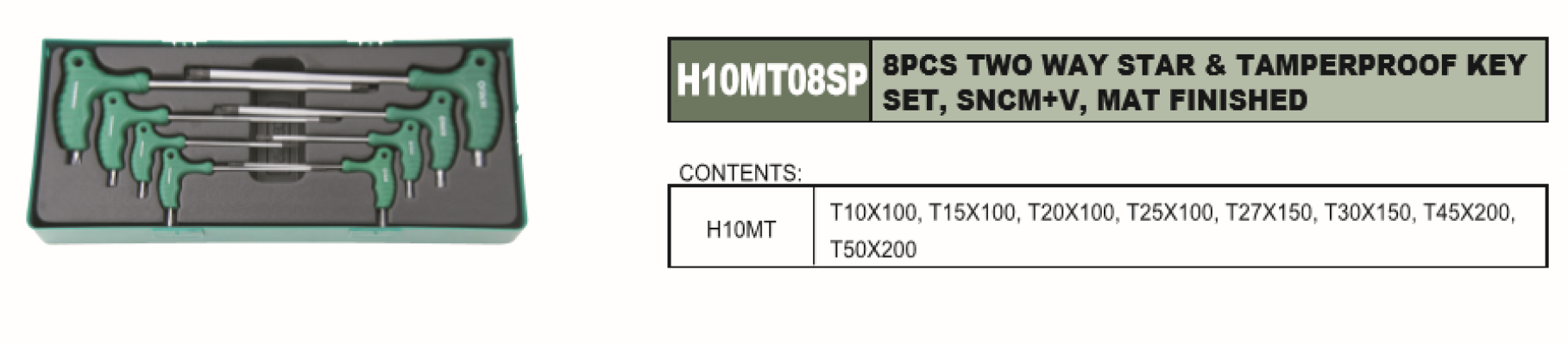 TWO WAY STAR & TAMPERPROOF KEY SET, SNCM+V, MAT FINISHED - H10MT08SP