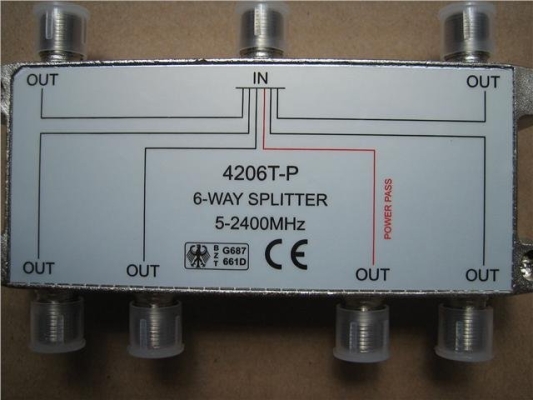 4206T-P Splitter 6-Way Splitter (5-2400 MHz)