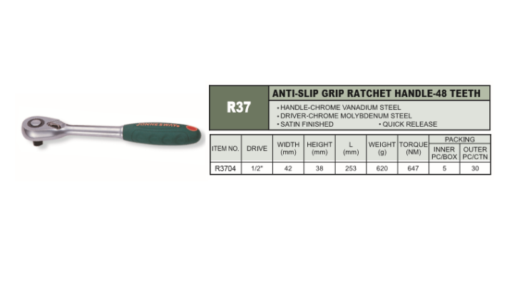 ANTI-SLIP GRIP RATCHET HANDLE-48 TEETH - R3704