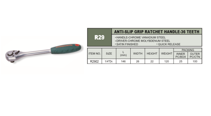 ANTI-SLIP GRIP RATCHET HANDLE-36 TEETH - R2902