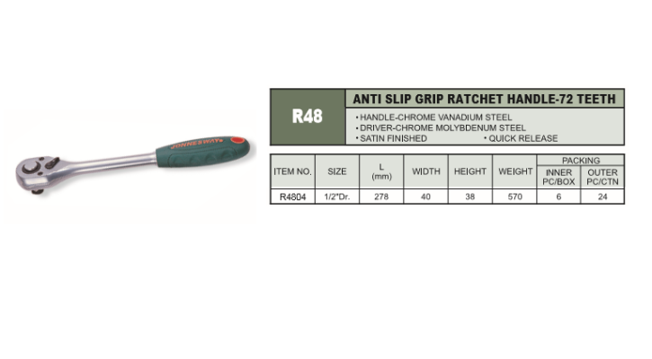 ANTI SLIP GRIP RATCHET HANDLE-72 TEETH - R4804
