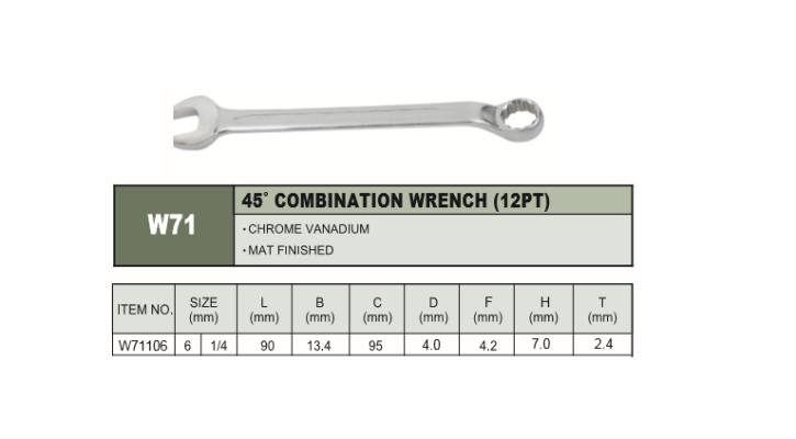 45' COMBINATION WRENCH (12PT) - W71106