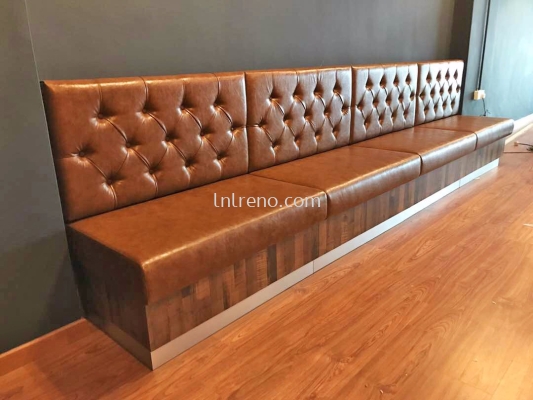 Custom made bench seating with cushion in PJ Selangor Malaysia #Bench Design #Carpentry works #cushion #Fabric #plywood #laminate #veneer #spray paint