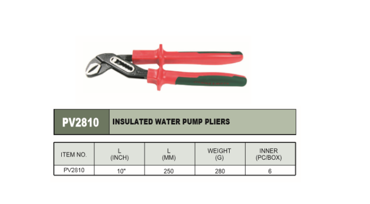 INSULATED WATER PUMP PLIERS - PV2810