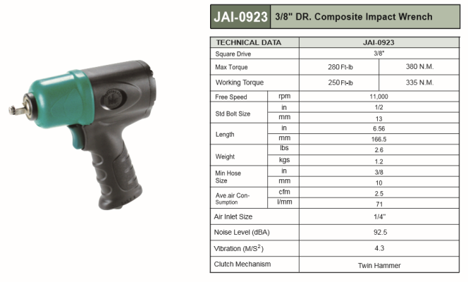 3/8" DR. COMPOSITE IMPACT WRENCH - JAI-0923