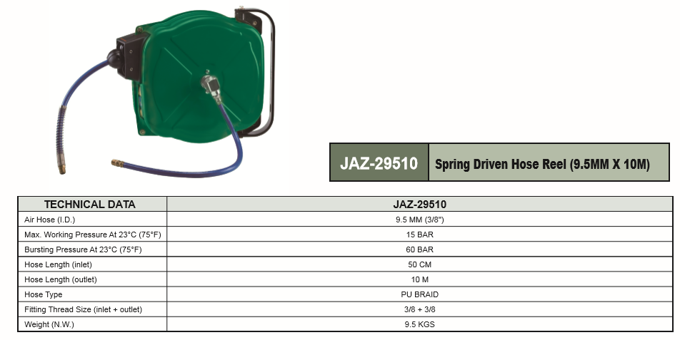 SPRING DRIVEN HOSE REEL (9.5MM X 10M) - JAZ-29510 Professional Air Sender Jonnesway supplier, supply, supplies | Brilliance Trading Sdn.Bhd