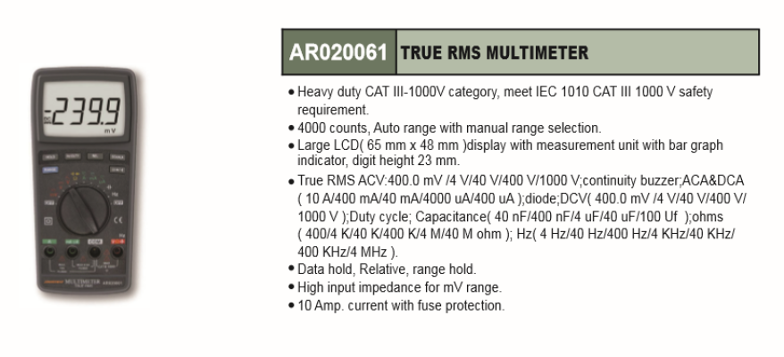 TRUE RMS MULTIMETER - AR020061