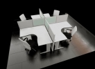 COMBINE "L" - 4 SEATERS OFFICE BLOCK SYSTEM OFFICE WORKSTATION / OPEN PLAN PARTITION