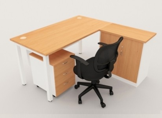 EXECUTIVE DESK WITH FIXED CABINET