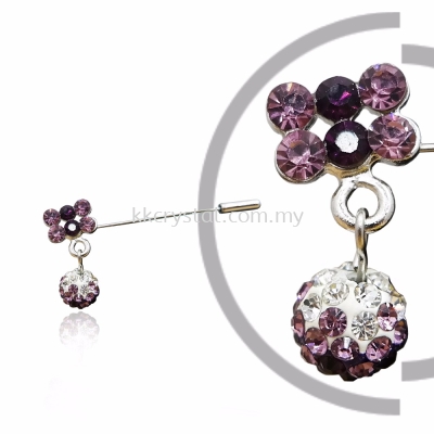 Pin Brooch 7016#, Purple Amethyst, 2pcs/pack