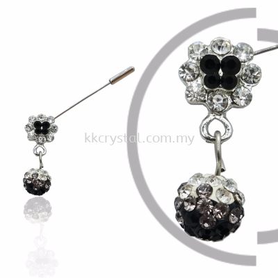 Pin Brooch 7019#, Black, 2pcs/pack