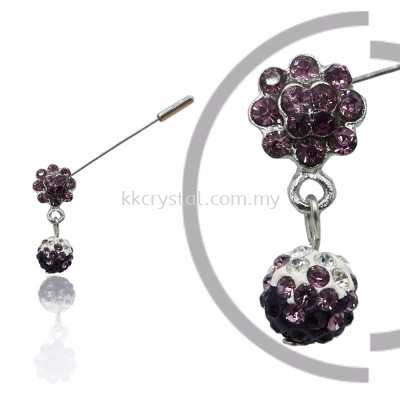 Pin Brooch 7019#, Purple Amethyst, 2pcs/pack