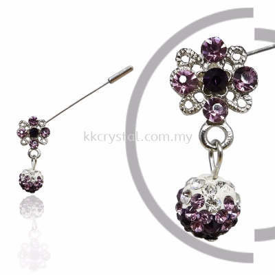 Pin Brooch 7022#, Purple Amethyst, 2pcs/pack