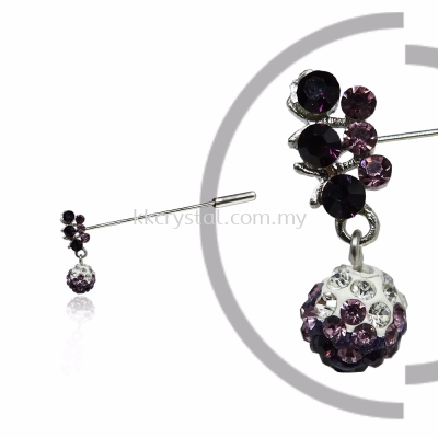 Pin Brooch 7031#, Purple Amethyst, 2pcs/pack