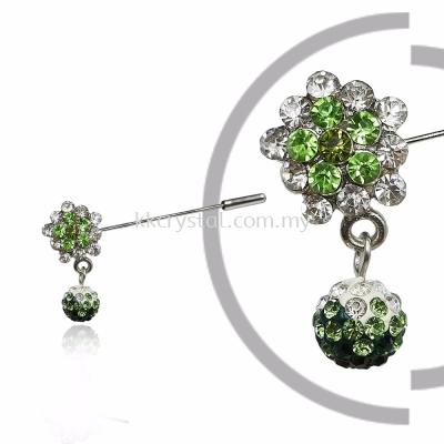 Pin Brooch 7047#, Green Olivine, 2pcs/pack