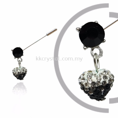 Pin Brooch 7024#_A, Black, 2pcs/pack