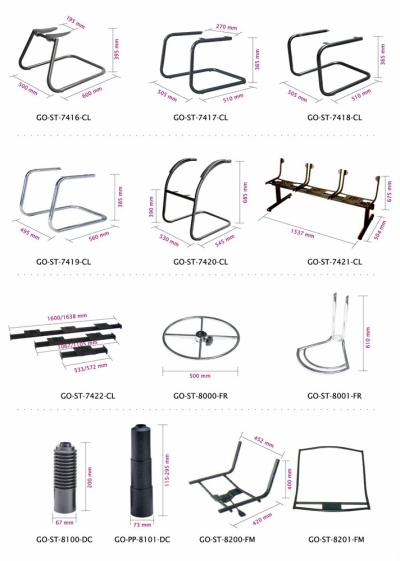 CANTILEVER Steel, FOOTRING Steel, DUST COVER Polypropylene, FRAME Steel