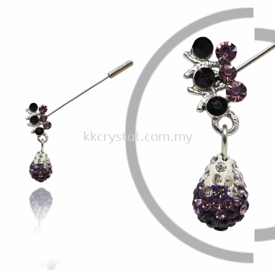 Pin Brooch 7032#_A, Purple Amethyst, 2pcs/pack