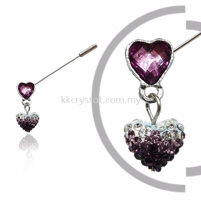 Pin Brooch 7037#_A, Purple Amethyst, 2pcs/pack