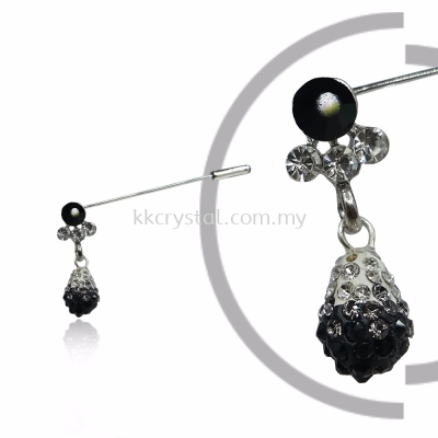 Pin Brooch 7045#_A, Black, 2pcs/pack