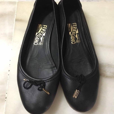 (SOLD) Salvatore Ferragamo Full Calf Leather Ballerina Flat Shoes