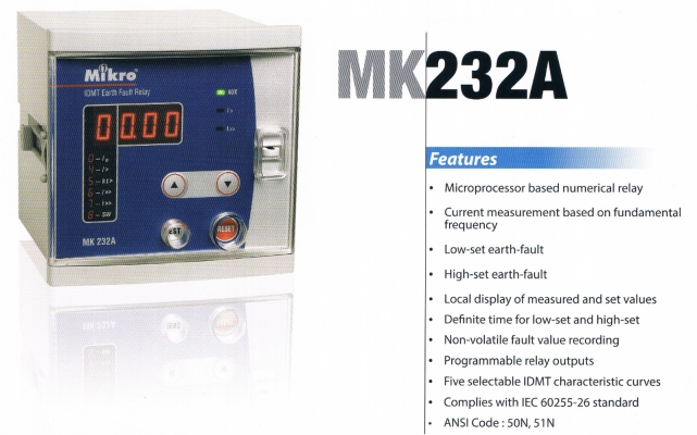 MIKRO MK232A NUMERICAL EARTH FAULT RELAY