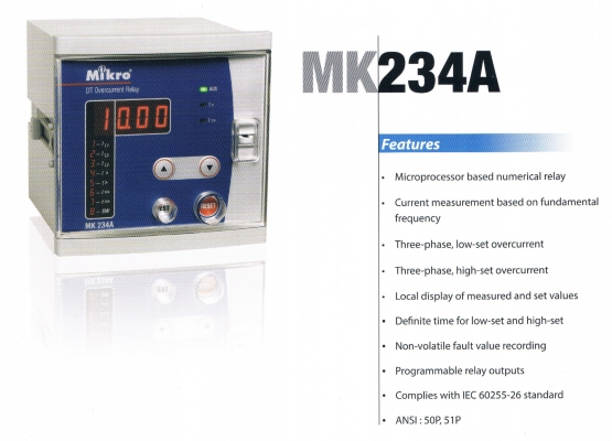 MIKRO MK234A DEFINITE TIME OVERCURRENT RELAY