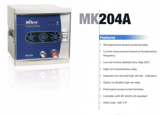 MIKRO MK204A INVERSE TIME OVERCURRENT RELAY