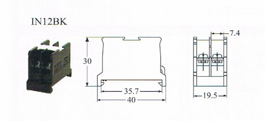 CKC IN12BK+IN12C  2 POLE TERMINAL BLOCK C/W COVER