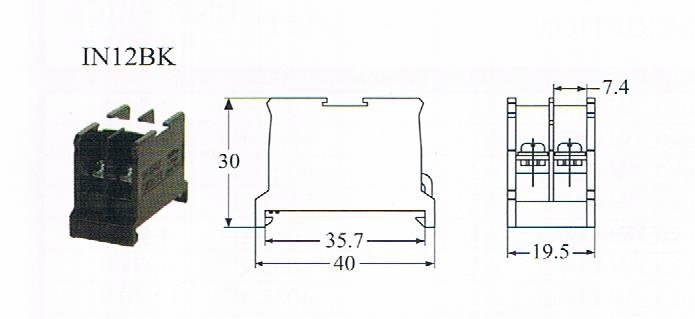 CKC IN12BK+IN12C  2 POLE TERMINAL BLOCK C/W COVER Cikachi IN Series Terminal Block Terminal Block 