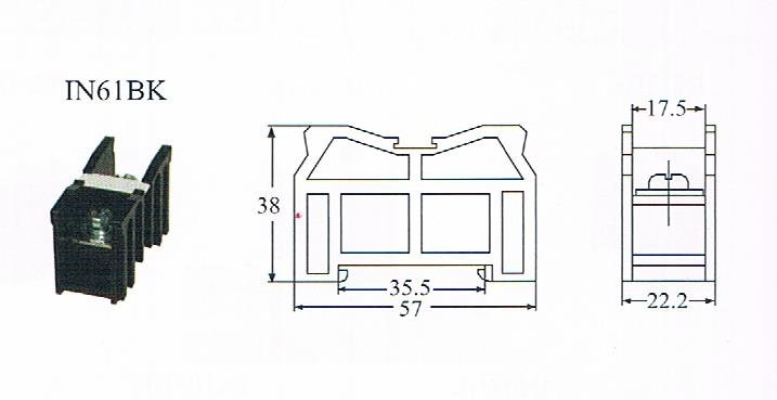 CKC IN61BK+IN61C  1 POLE TERMINAL BLOCK C/W COVER