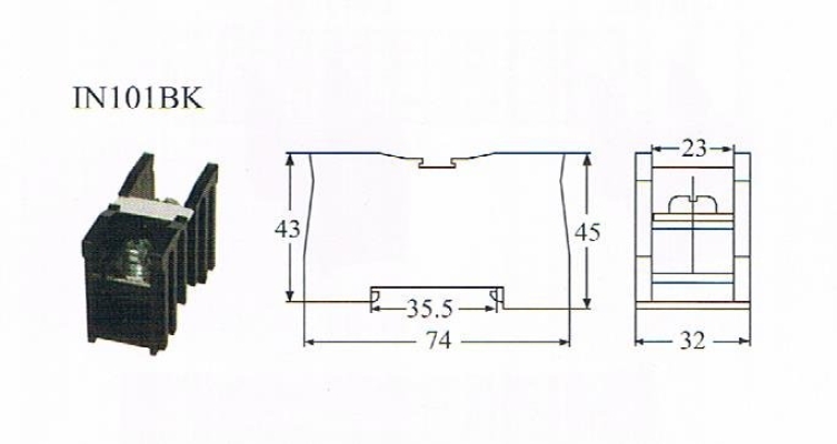 CKC IN101BK+IN101C  1 POLE TERMINAL BLOCK C/W COVER