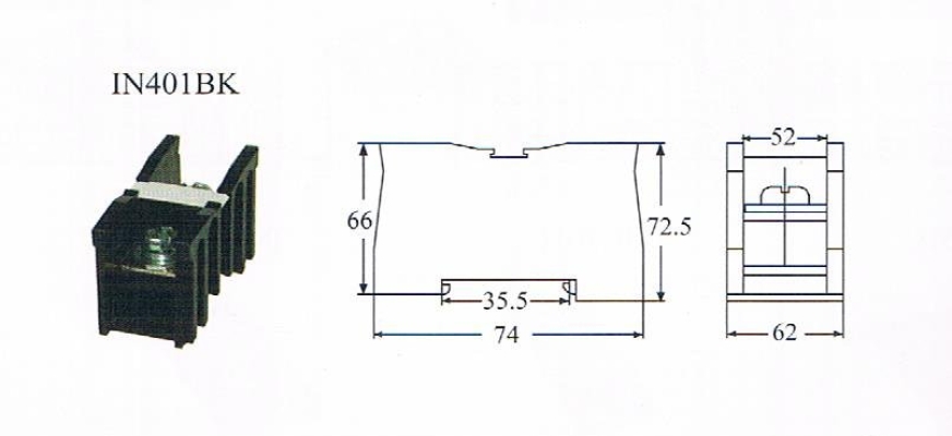 CKC IN401BK+IN401C  1 POLE TERMINAL BLOCK C/W COVER