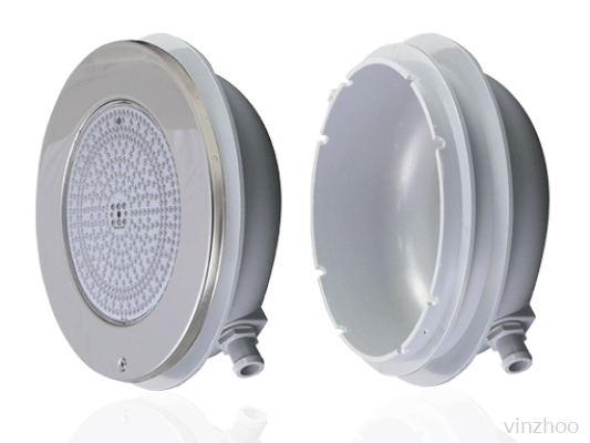 Emaux EL-H200-252 S/S 304 Light with Housing, 252 LEDs Warn White-20W&12V , 535LUX-261mmDIA, 98.5mm Thickness-Recess