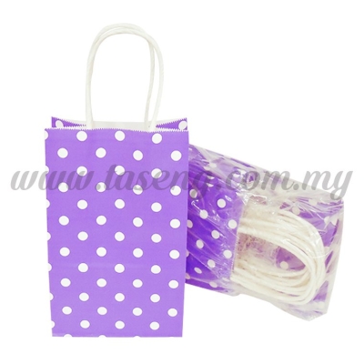 Polka Dot Kraft Handle Paper Bag -Lavender  1pack *10pcs (RPB-PD2-LAV)