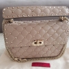 Brand New Valentino Rockstud Medium Spike Quilted Lambskin Beige Bag  Others 