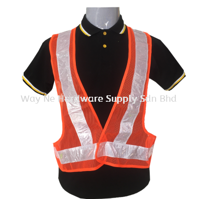 Safety Veck V Neck (Netting) with Orange+White