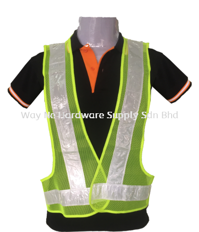 Safety Vest V Neck (Netting) Lime Green + White