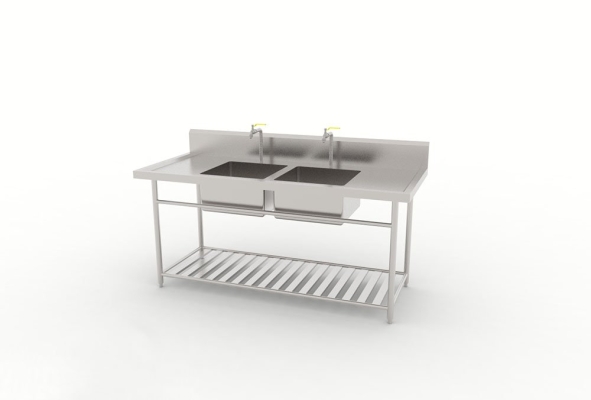 Double Bowl Sink With Slatted Base