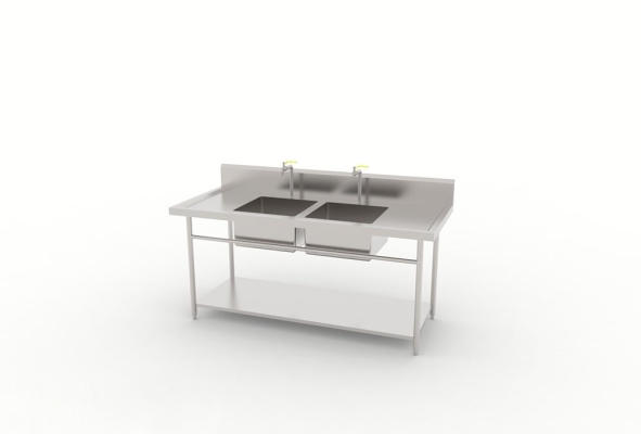 Double Bowl Sink Table With TH Faucet