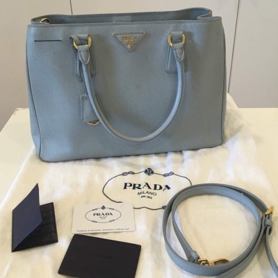 (SOLD) Prada Saffiano Lux Tote in Baby Blue