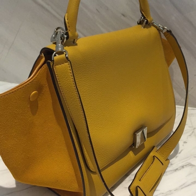 (SOLD) Celine Trapeze Large in Citrus Yellow with Strap