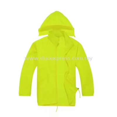 Lightweight Hooded Windbreaker Jacket Neon Green